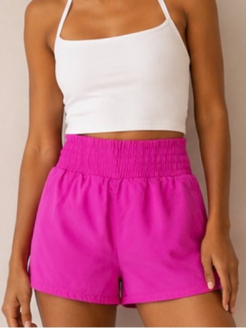 All in Motion High-Waist Smocked Waistband Women’s Shorts - Hot Pink